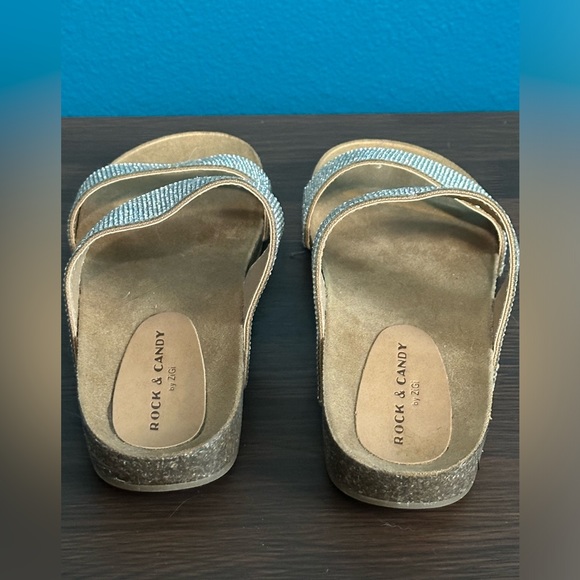 Rock & Candy Women's "Casha" Rhinestone Sparkle Double Band Slide Sandals 8.5 - Picture 6 of 7